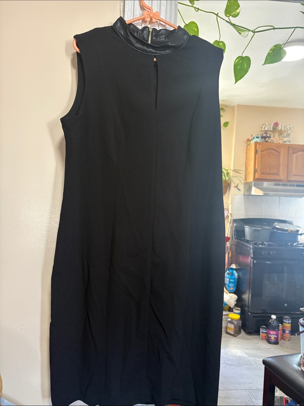 Calvin Klein Black Sleeveless Mock-Neck Shift Dress